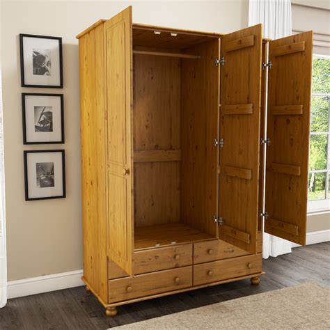 Grade A2 Pine 3 Door Triple Wardrobe With Drawers Hamilton Furniture123