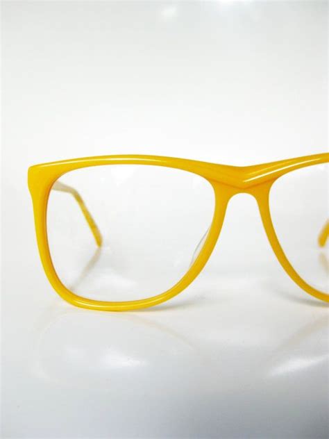 Vintage Yellow Eyeglasses 1980s Oversized Glasses Sunglasses Etsy Vintage Eyeglasses