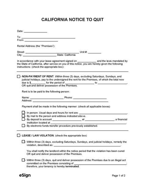 Free California Eviction Notice Templates Pdf Word