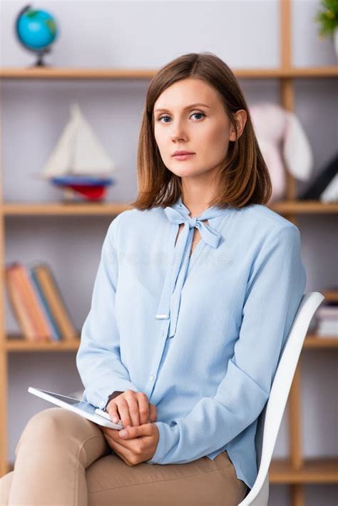 Female Psychologist Work In Office On Stock Image Image Of Care Help