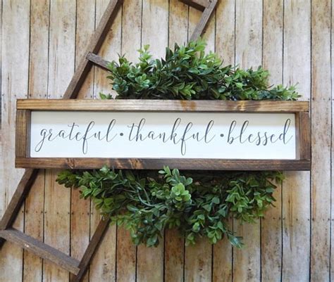 Home And Living Wall Hangings Wall Décor Thankful Grateful Blessed Sign