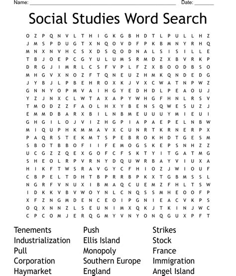 Social Studies Word Search Wordmint