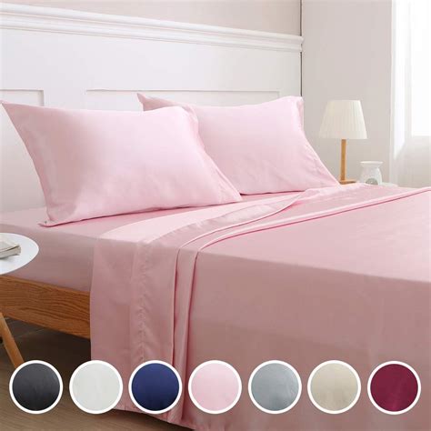 Amazon Com Vonty Satin Sheets Queen Size Silky Soft Satin Bed Sheets Pink Satin Sheet Set