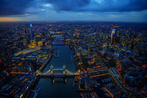 Night Aerial View Of London City Wall Art Surface View