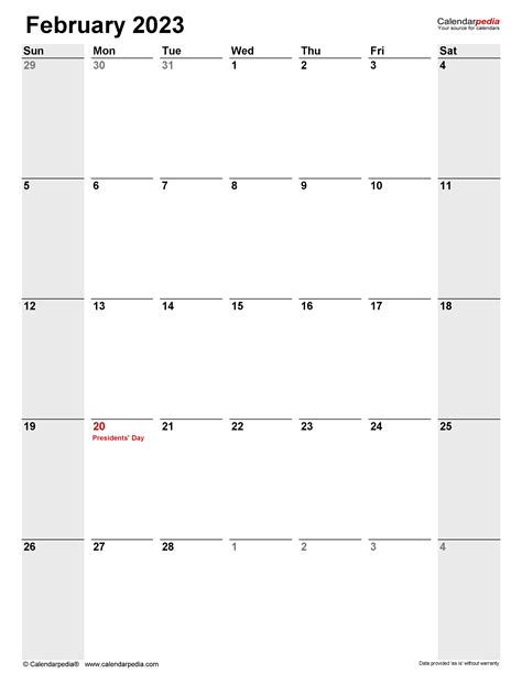 February 2023 Calendar Templates For Word Excel And Pdf