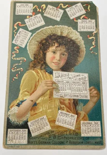 Antique Victorian 1889 Trade Cards Ew Hoyt And Co German Cologne And