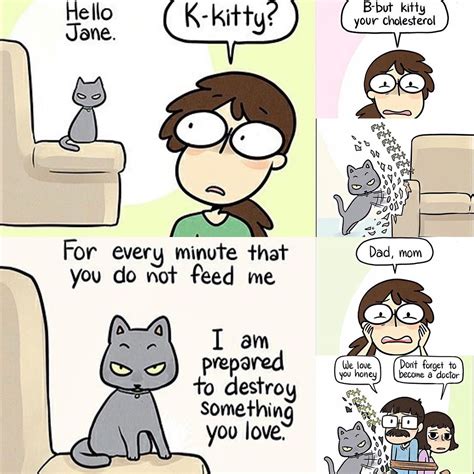 Funny Cat Comics Strips Perpustakaan Sekolah