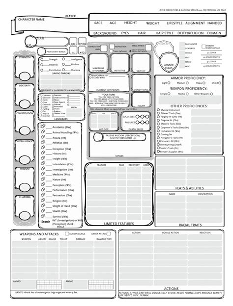 Dandd Full Character Sheet Printable Fillable Pdf Dungeons Etsy