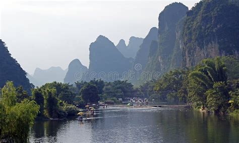 Yulong River Panorama Li River Yangshuo China Stock Image Image Of