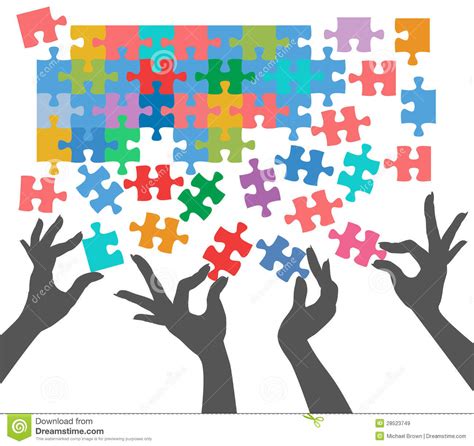 People Join To Find Puzzle Connections Stock Vector - Illustration of ...