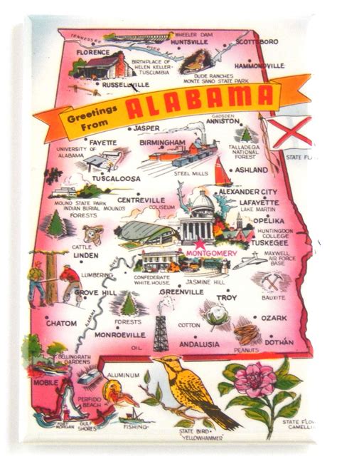 Greetings from Alabama Fridge Magnet map | Etsy in 2021 | Sweet home alabama, Alabama, Home alabama