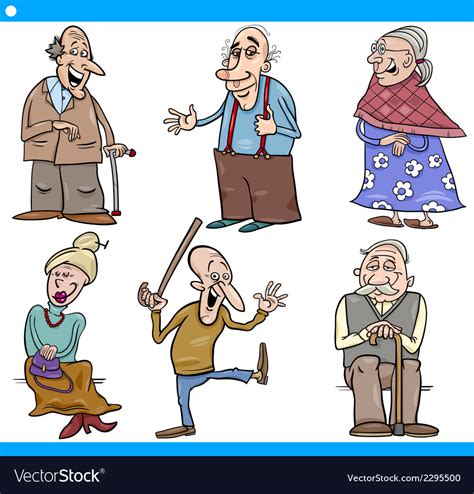 Seniors People Set Cartoon Royalty Free Vector Image