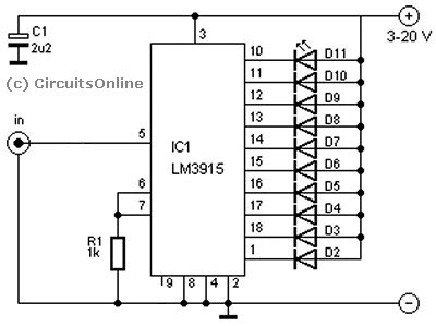 For amplifier with two channels is obvious that we should build two identical diagram, one for each channel. LED VU-meter - Audio - Schakelingen - Circuits Online