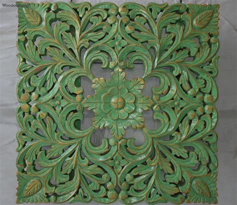 Buy Square Floral Hand Carved Wooden Wall Art Online In India At Best
