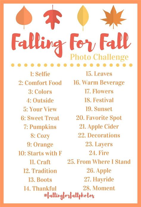 The Perfect 28 Days Photo Challenge To Celebrate Fall Grab Our List