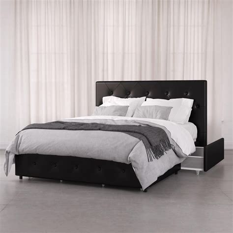 Dhp Dean Upholstered Faux Leather Platform Bed With Storage Drawers