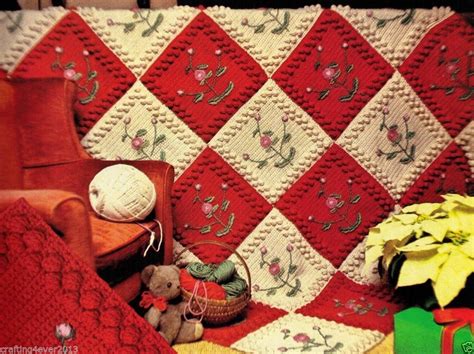 Vintage Christmas Rose Afghan Rug Blanket 1375x165cms Xmas T