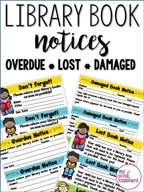 Library Book Notices For Overdue Late And Damaged Books Elementary