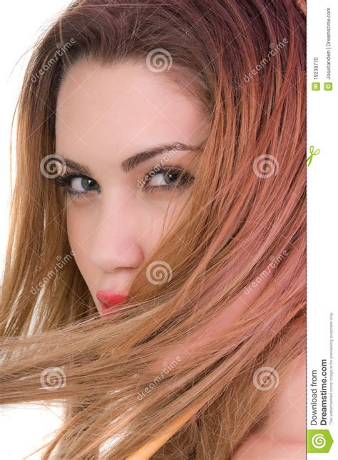 Beautiful Blonde Woman Expresion With Green Eyes Stock