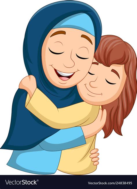 Muslim Mother Hugging Her Daughter Royalty Free Vector Image