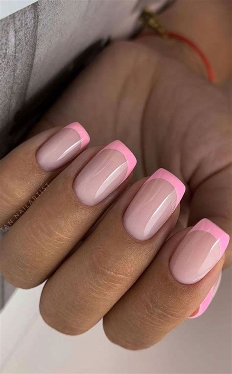 Pretty French Manicure With Colour Line Ideas French Manicure Nails