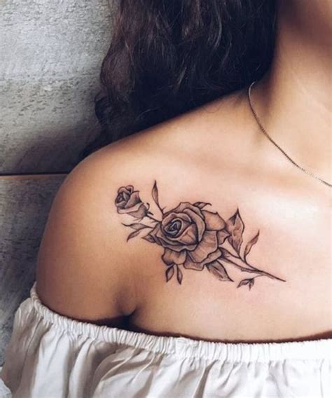 48 Stunning Rose Tattoo Ideas For Women To Try Bone Tattoos Collar Bone Tattoo Chest Tattoos