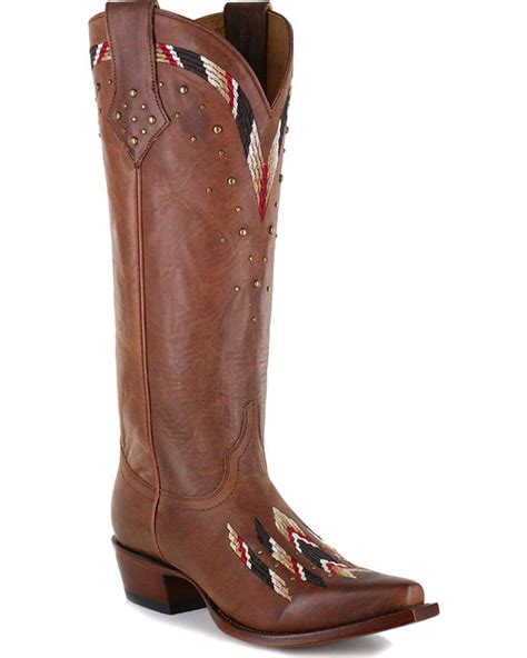 Shyanne Womens Fresno Embroidered Western Boots Snip Toe Brown