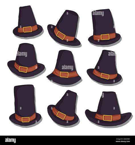 set of pilgrim hat vector illustration stock vector image and art alamy