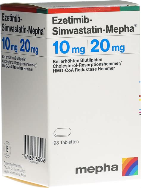 Ezetimib Simvastatin Mepha Tabletten Mg Dose St Ck In Der Adler Apotheke