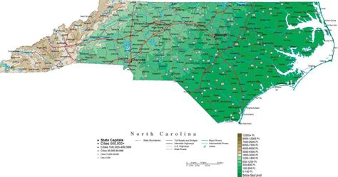 North Carolina Contour Map In Adobe Illustrator Digital