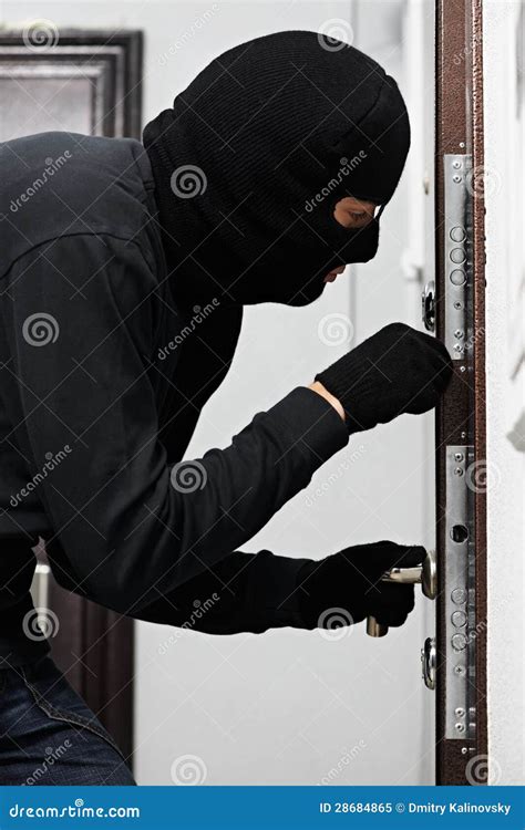 Burglar Thief At House Breaking Royalty Free Stock Photo Image