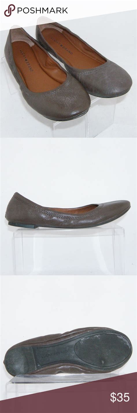 Lucky Brand Emmie Brown Leather Ballet Flats 9m Brown Leather