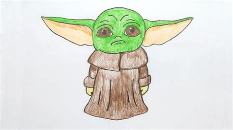 How To Draw Baby Yoda With Color Pencil Baby Yoda Sketching And