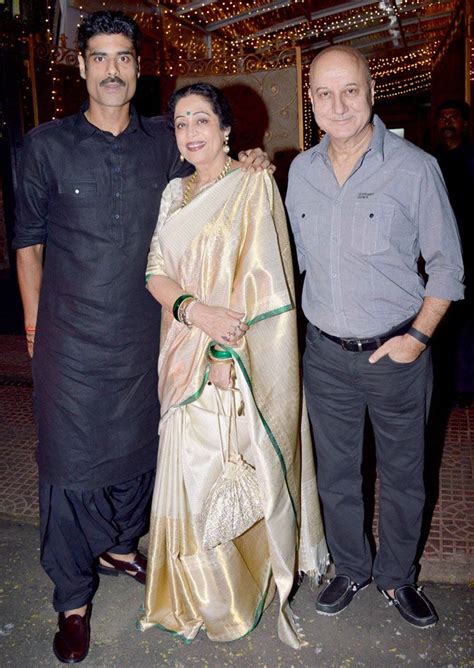 Anupam Kher With Wife Kirron And Son Sikander Latest Saree Trends