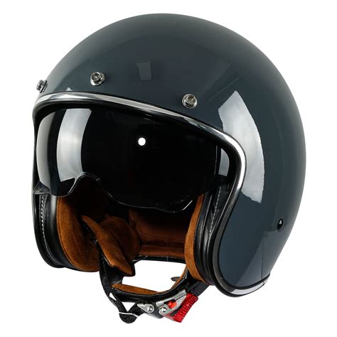Tcmt 34 Open Face Motorcycle Scooter Helmet With Sun Visor Retro Style