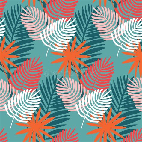 Monstera And Palm Seamless Pattern Tropical Leaf Rich Color Vector