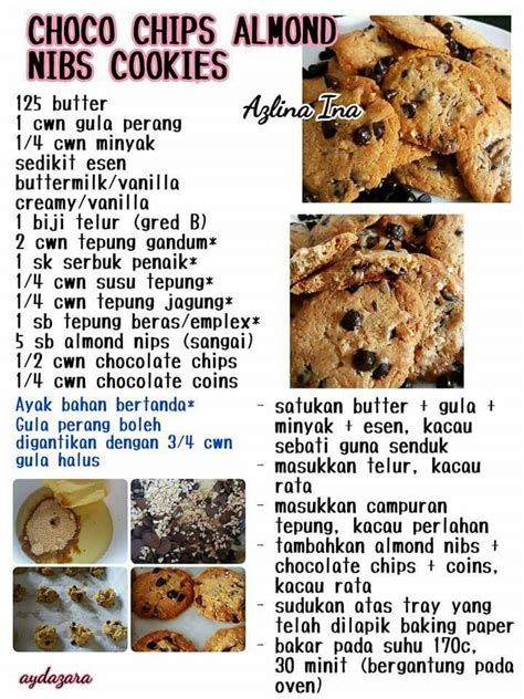 Mengumpulkan semua koleksi masakan azlina ina.terdiri resepi masakan,resepi kek,resepi biskut dan cookies. Choco chips almond nibs cookies | Biscuit recipe, Cookie ...