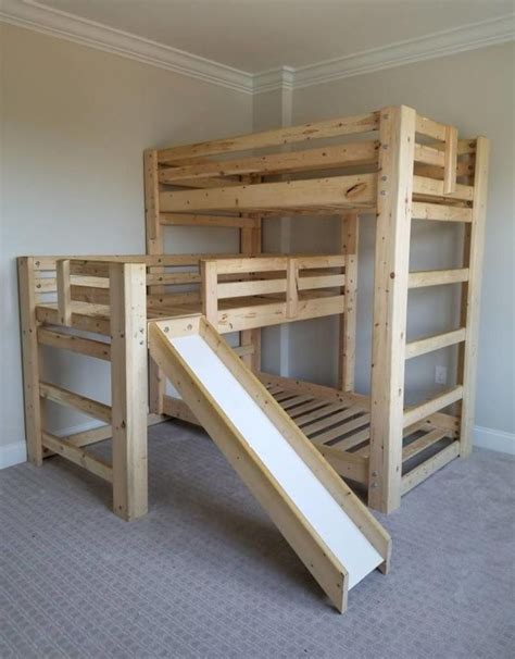 Bargain Bunks Triple Play Triple Bunk Bed W Slide Bunk Bed With