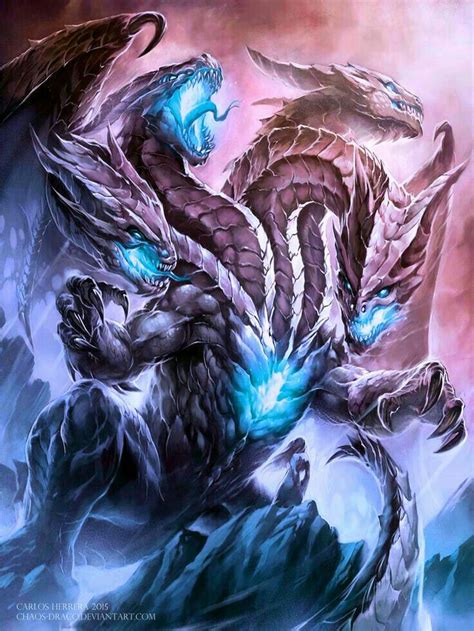 4 Headed Dragon And The Submissive 1 Fantasy Creatures Art Mythical