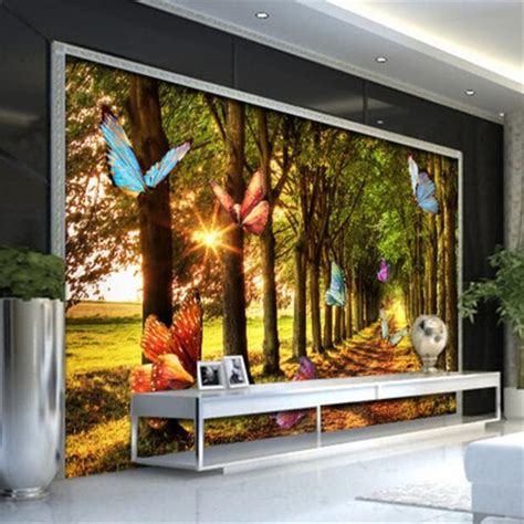 Beibehang Custom Wallpapers 3d Stereo Photo Mural Trees Trail Butterfly