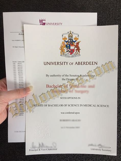 Fake University Of Aberdeen Diploma Sample Science Biology Petroleum