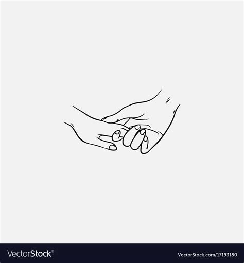 Drawing Of Holding Hands Isolated On White Vector Image