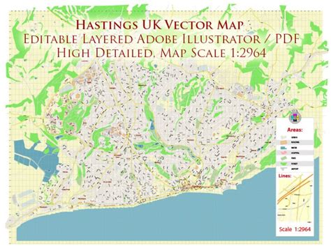 Hastings Uk Pdf Vector Map City Plan High Detailed Street Map Editable