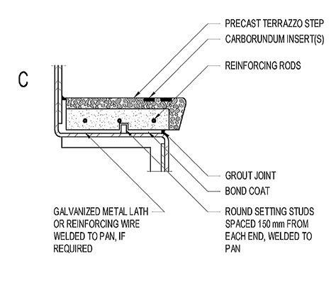 Details for construction of concrete steps and handrails . Specifying Precast Terrazzo | Terrazzo, Stair detail ...