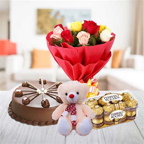Why not send one of these items that not only have lovely fresh flowers, but also come with a cuddly teddy bear and chocolates in a box! Buy/order soft toys for delivery in Jaipur : same day delivery