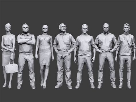3d Model Complete Lowpoly People Pack Vr Ar Low Poly Cgtrader