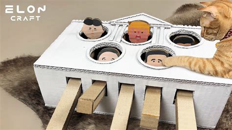 Diy Cat Toy Whack A Mole Cardboard Game ทำของเล่นแมว ตีตัวตุ่น Youtube