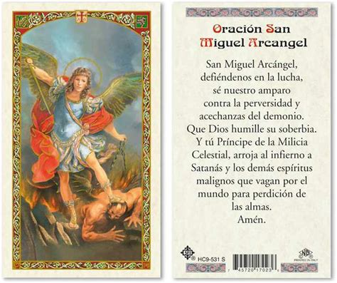 Oracion A San Miguel Arcangel Laminated Prayer Cards Pack Of 25 In
