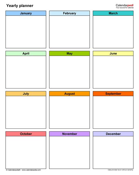 Printable Calendar Planner Printable Year Overview Printable Year Plan