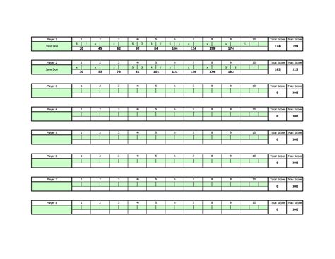 Bowling Score Sheet Officetemplatesnet